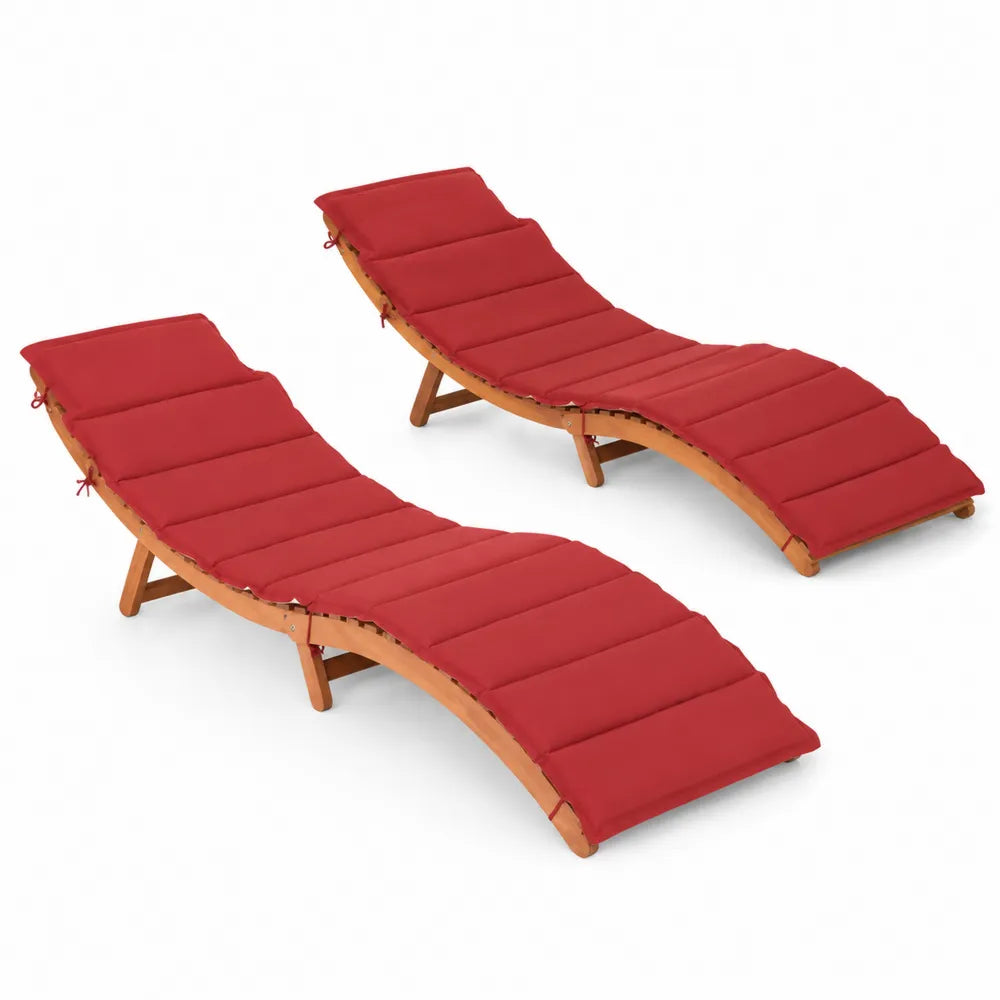 2er Set Holz Gartenliegen Rot