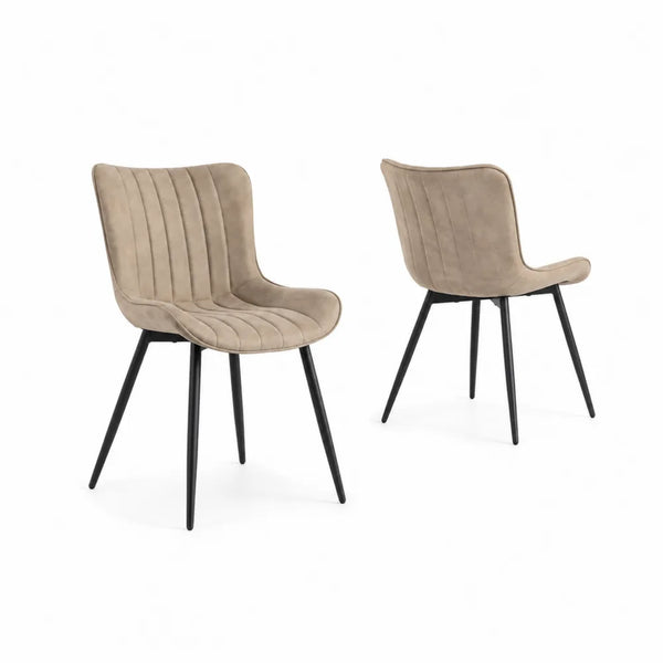 Esszimmerstuhl Set Mikrofaser Metallbeine Beige 82cm
