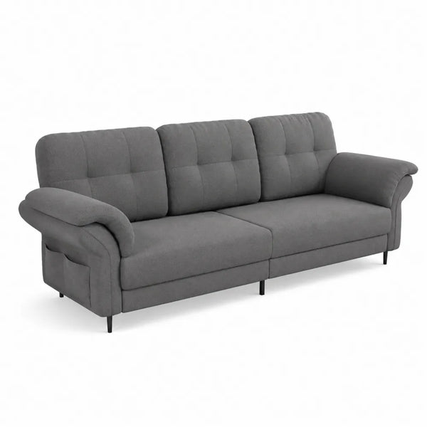 3-Sitzer Sofa Grau Stoff 220x90x85 cm