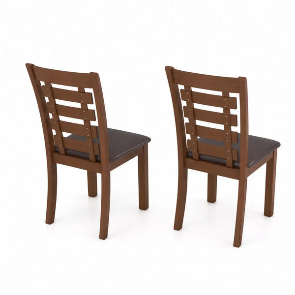 Holz Esszimmerstühle mit Kunstlederpolsterung Braun 2er Set