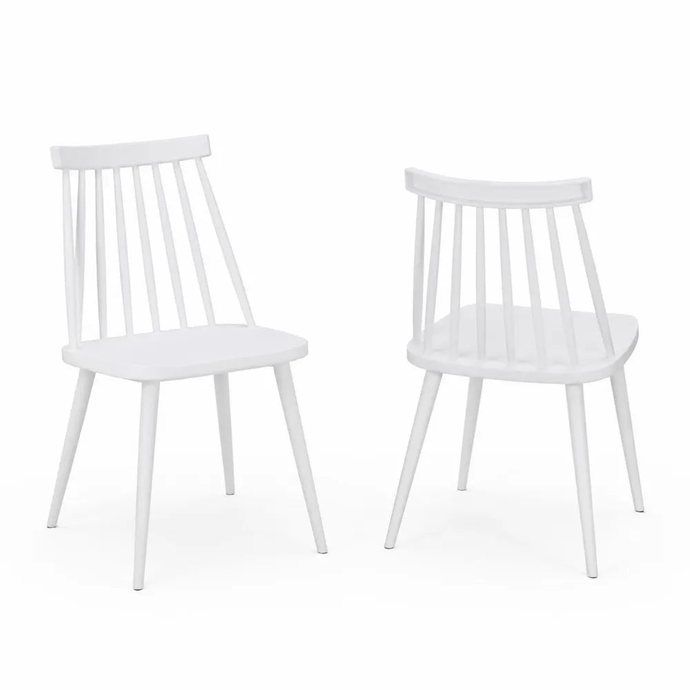 2er-Set Esszimmerstühle Massivholz Weiß 84cm