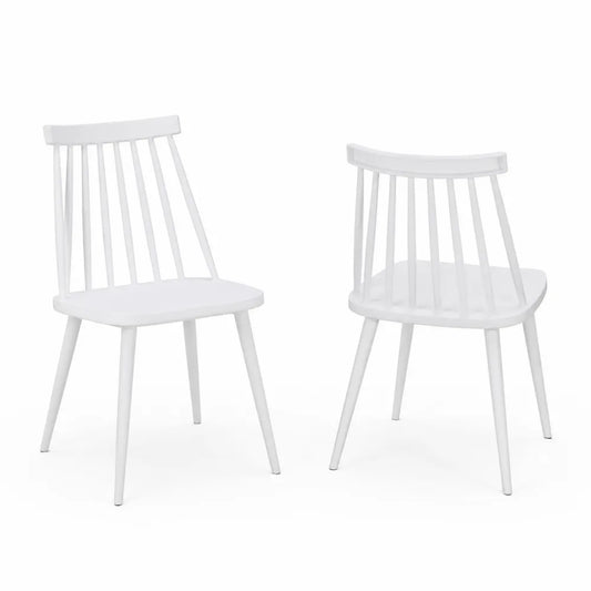 2er-Set Esszimmerstühle Massivholz Weiß 84cm