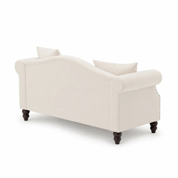 3-Sitzer Sofa Stoff Holzbeine Creme