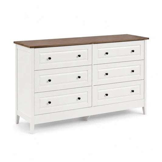 Weiße Kommode mit 6 Schubladen aus Holz und MDF